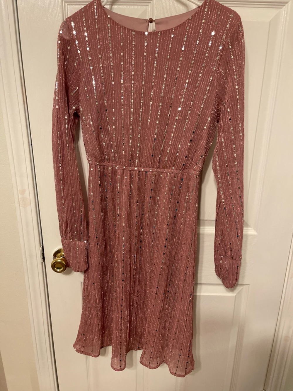 Girls Sparkle Long-Sleeve Pink Party Dress